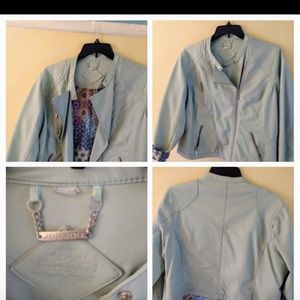 Women's faux leather jacket 3X by JouJou pale mint